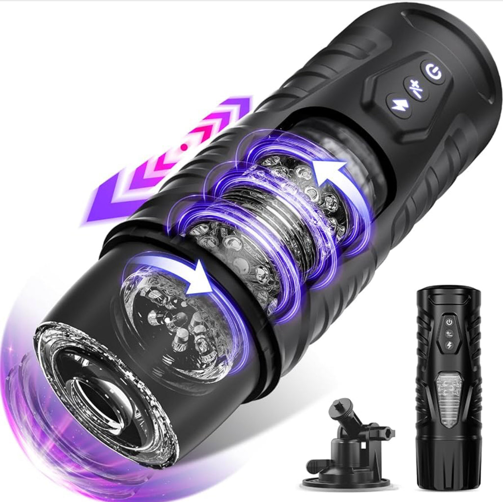 Sex toy Automatic Male Masturbator Sex Toys for Men - Adult Toy Male Sex Toys with 7 Thrusting & 7 Rotating Modes,Hands Free Pocket Pussy Sex Machine with Visual Window & Mounting Base, Electric Thrusting Cup.               FREE delivery Tomorrow,