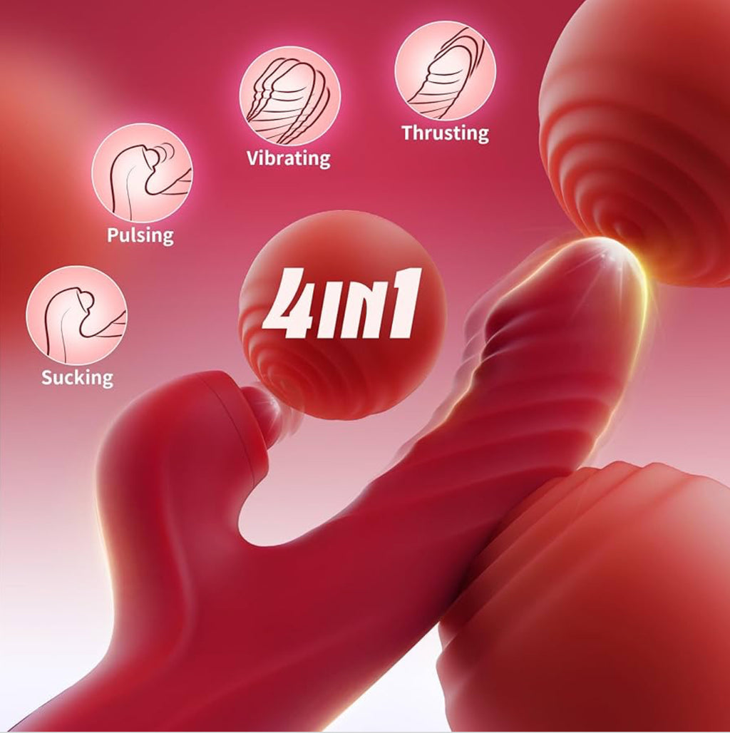 Vibrator Thrusting Dildo for Women Toendi G Spot Rose Toy Clitoral Stimulator Sex Toys Dildos Vibrator with 10 Vibration 7 Thrust Mode with Licking, Rabbit Vibrators Adult Sex Toy for Women and Couple.      FREE delivery Tomorrow,