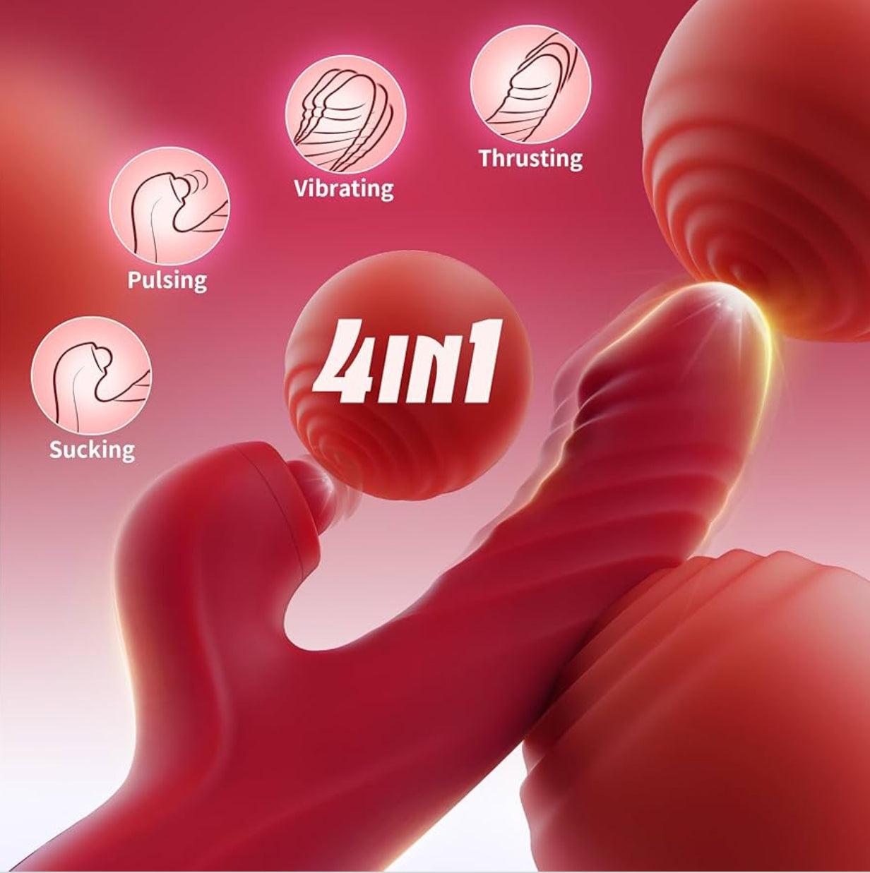 Vibrator Thrusting Dildo for Women Toendi G Spot Rose Toy Clitoral Stimulator Sex Toys Dildos Vibrator with 10 Vibration 7 Thrust Mode with Licking, Rabbit Vibrators Adult Sex Toy for Women and Couple.      FREE delivery Tomorrow,