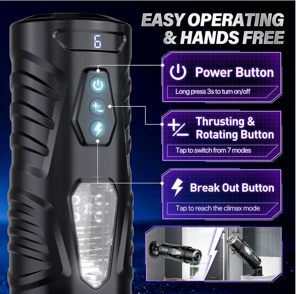 Sex toy Automatic Male Masturbator Sex Toys for Men - Adult Toy Male Sex Toys with 7 Thrusting & 7 Rotating Modes,Hands Free Pocket Pussy Sex Machine with Visual Window & Mounting Base, Electric Thrusting Cup.               FREE delivery Tomorrow,