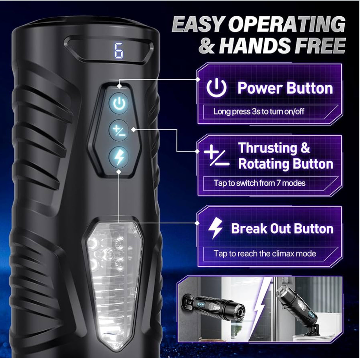 Sex toy Automatic Male Masturbator Sex Toys for Men - Adult Toy Male Sex Toys with 7 Thrusting & 7 Rotating Modes,Hands Free Pocket Pussy Sex Machine with Visual Window & Mounting Base, Electric Thrusting Cup.               FREE delivery Tomorrow,