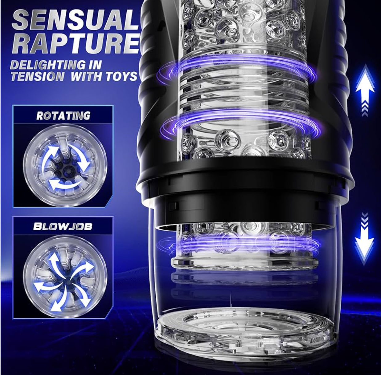 Sex toy Automatic Male Masturbator Sex Toys for Men - Adult Toy Male Sex Toys with 7 Thrusting & 7 Rotating Modes,Hands Free Pocket Pussy Sex Machine with Visual Window & Mounting Base, Electric Thrusting Cup.               FREE delivery Tomorrow,