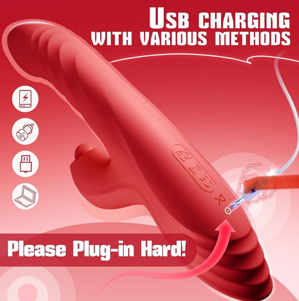 Vibrator Thrusting Dildo for Women Toendi G Spot Rose Toy Clitoral Stimulator Sex Toys Dildos Vibrator with 10 Vibration 7 Thrust Mode with Licking, Rabbit Vibrators Adult Sex Toy for Women and Couple.      FREE delivery Tomorrow,
