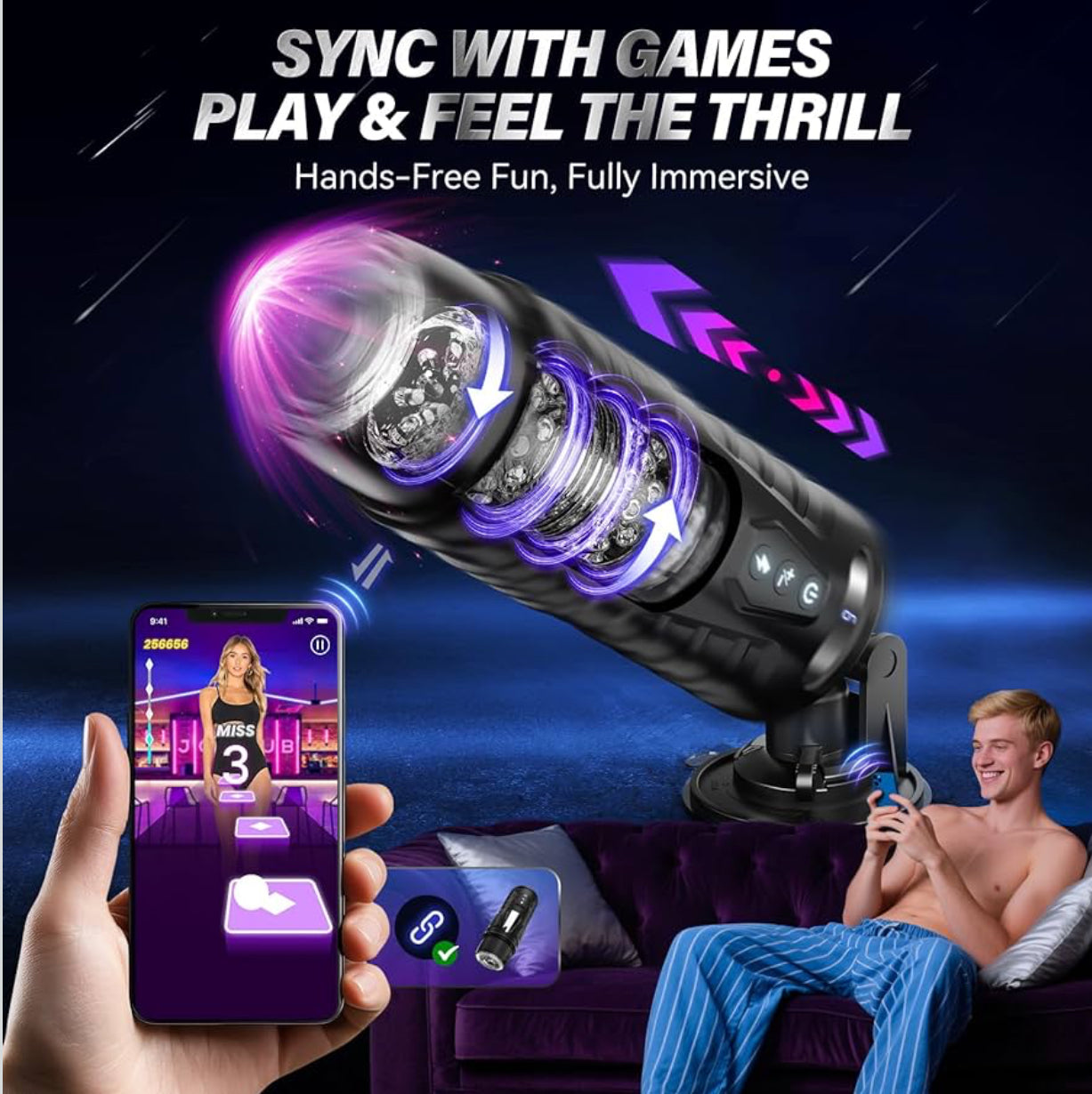 Sex toy Automatic Male Masturbator Sex Toys for Men - Adult Toy Male Sex Toys with 7 Thrusting & 7 Rotating Modes,Hands Free Pocket Pussy Sex Machine with Visual Window & Mounting Base, Electric Thrusting Cup.               FREE delivery Tomorrow,