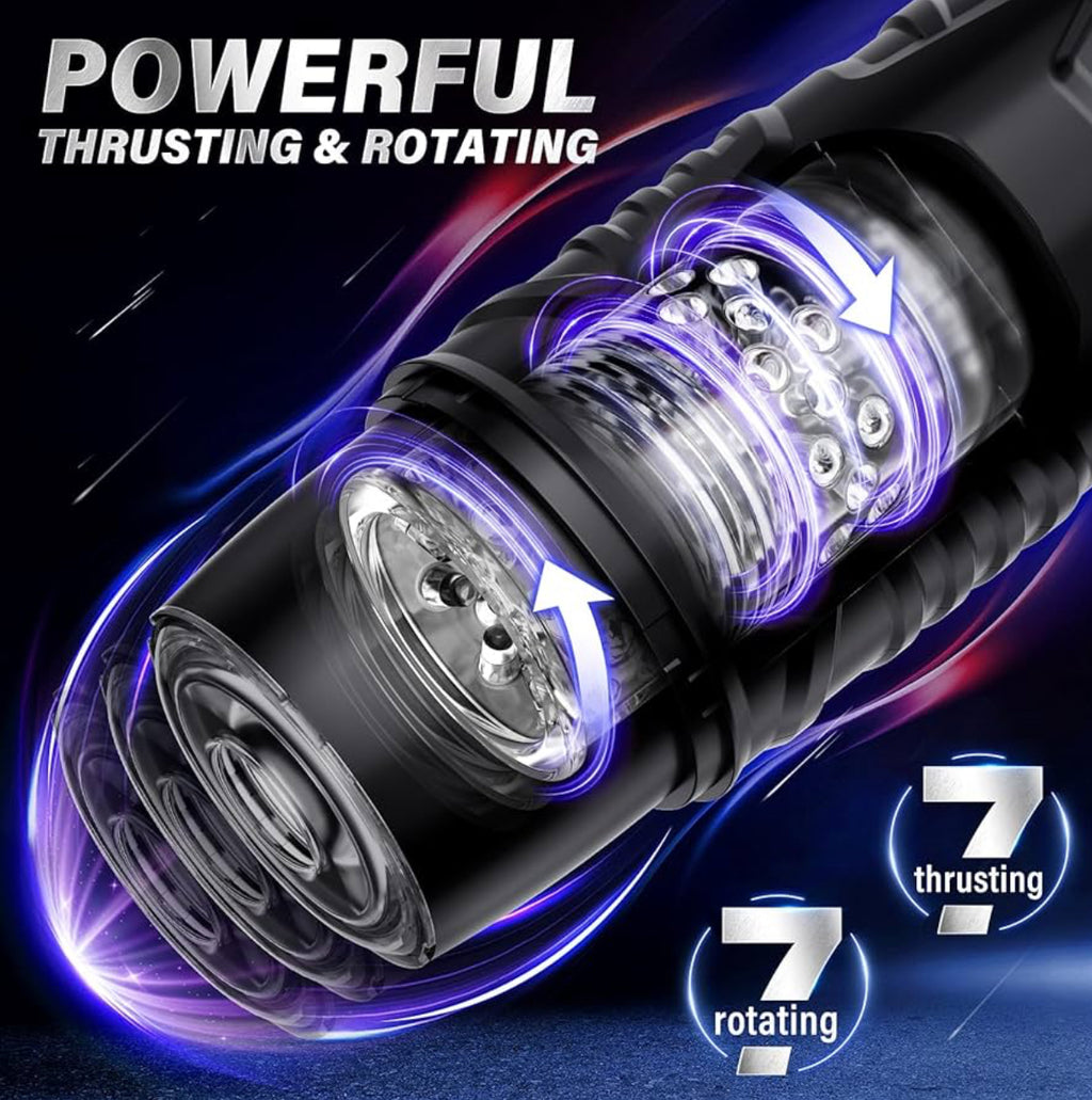 Sex toy Automatic Male Masturbator Sex Toys for Men - Adult Toy Male Sex Toys with 7 Thrusting & 7 Rotating Modes,Hands Free Pocket Pussy Sex Machine with Visual Window & Mounting Base, Electric Thrusting Cup.               FREE delivery Tomorrow,