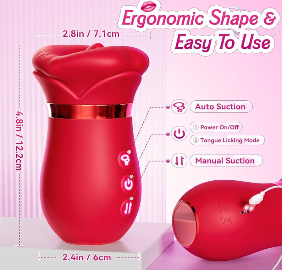 Vibrator Adult Sex Toys for Women - Sovokn 5IN1 Mouth Sucking Vibrator Rose Sex Toy, 10 Tongue Licking, 3 Auto & 1 Manual Sucking Adult Toys New APP, Anal Clit Nipple Vibrators Female Couples Sex Toys