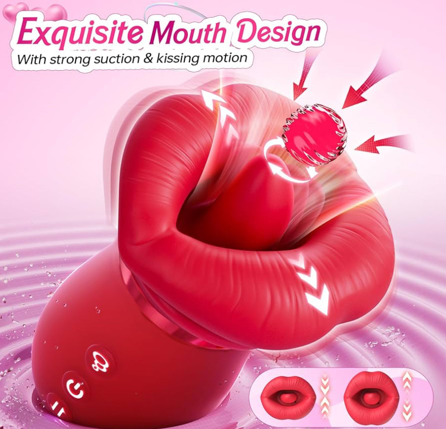 Vibrator Adult Sex Toys for Women - Sovokn 5IN1 Mouth Sucking Vibrator Rose Sex Toy, 10 Tongue Licking, 3 Auto & 1 Manual Sucking Adult Toys New APP, Anal Clit Nipple Vibrators Female Couples Sex Toys