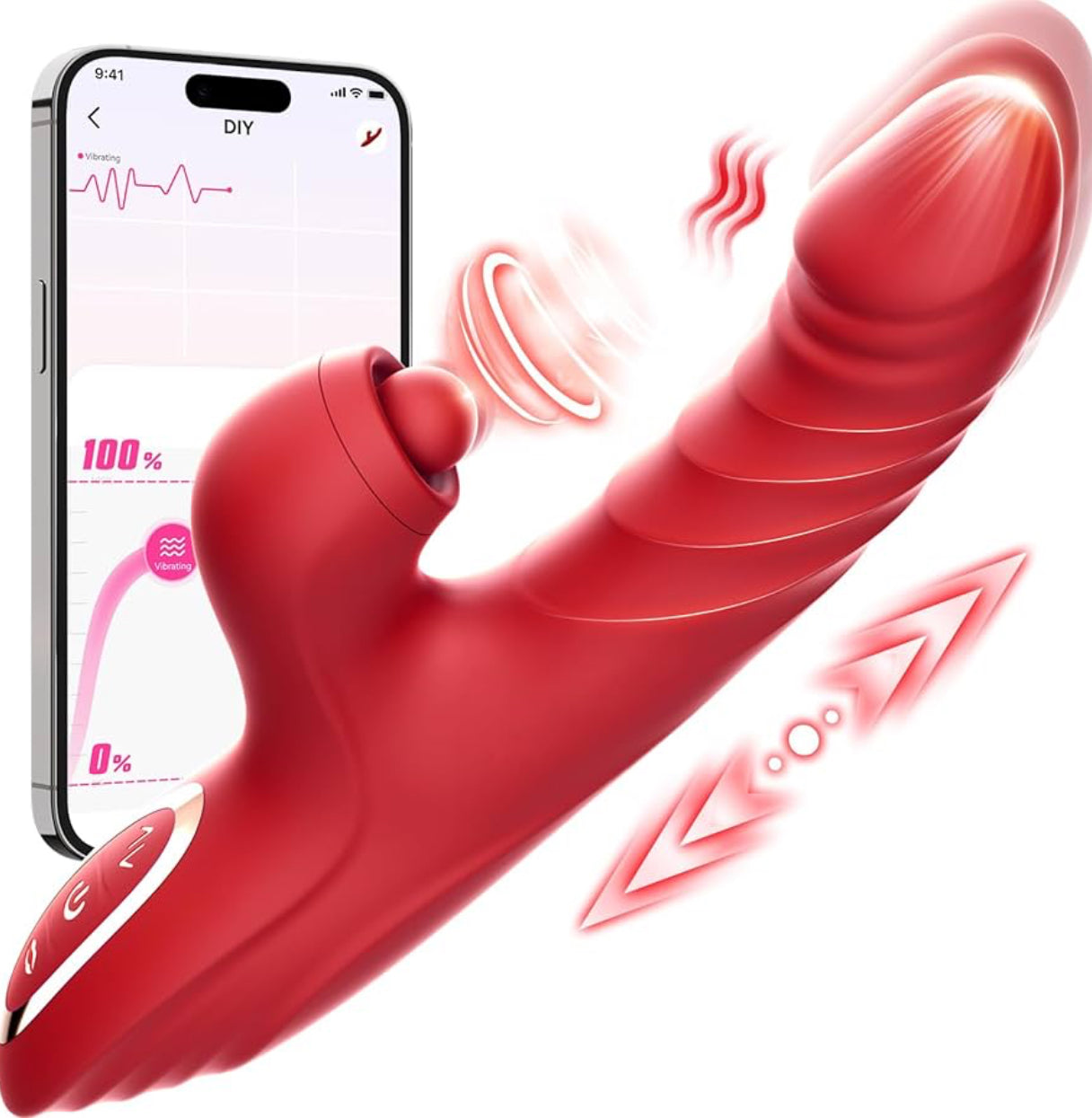 Vibrator Thrusting Dildo for Women Toendi G Spot Rose Toy Clitoral Stimulator Sex Toys Dildos Vibrator with 10 Vibration 7 Thrust Mode with Licking, Rabbit Vibrators Adult Sex Toy for Women and Couple.      FREE delivery Tomorrow,