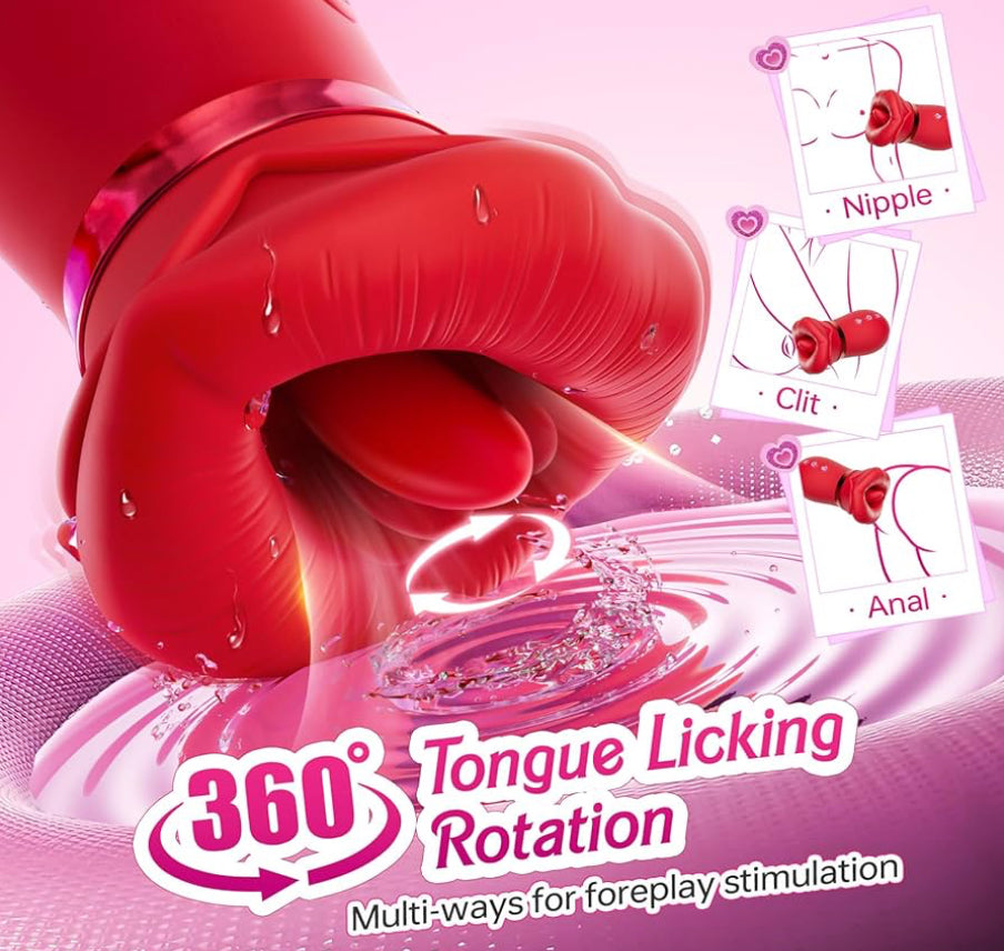 Vibrator Adult Sex Toys for Women - Sovokn 5IN1 Mouth Sucking Vibrator Rose Sex Toy, 10 Tongue Licking, 3 Auto & 1 Manual Sucking Adult Toys New APP, Anal Clit Nipple Vibrators Female Couples Sex Toys