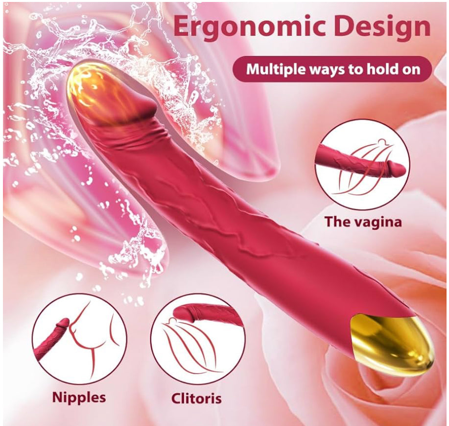 Sex toy for women, 7.6 Inch Realistic Dildo Vibrator for Women，10 Powerful Vibration Modes for Clitoral and G-spot Stimulation, Waterproof Rose Adult Sex Toys for Women and Couples q