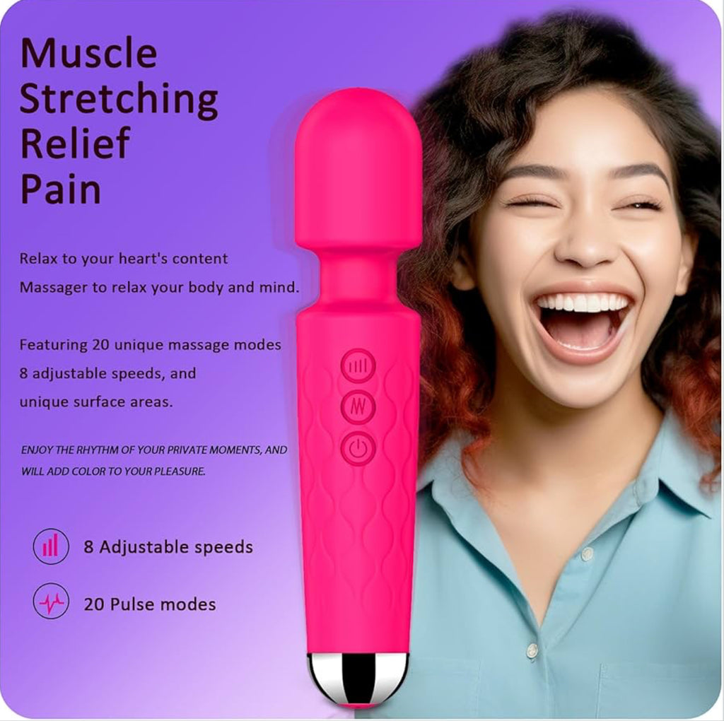 Sex toy, Vibrator Wand,Adult Sex Toy Wand, G Spot Dildo, Clit Vibrator, Sex Vibrators,Clitoris Stimulation,with 8 Speeds & 20 Patterns,Fully Waterproof,Vibrating Wand for her Pleasure (Rose Red)