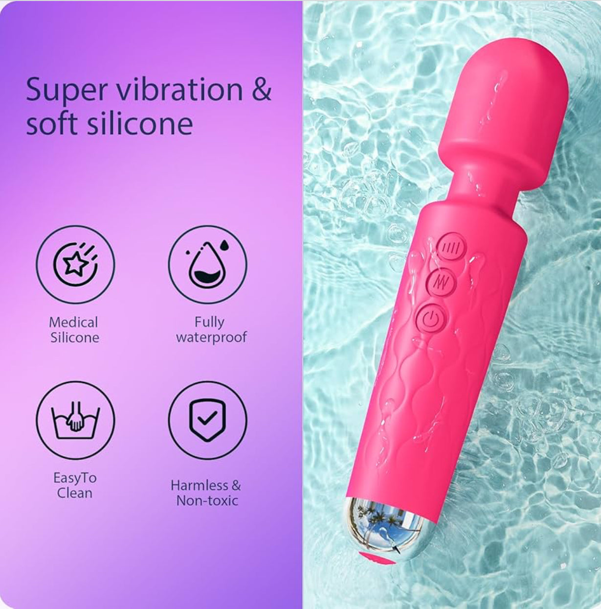 Sex toy, Vibrator Wand,Adult Sex Toy Wand, G Spot Dildo, Clit Vibrator, Sex Vibrators,Clitoris Stimulation,with 8 Speeds & 20 Patterns,Fully Waterproof,Vibrating Wand for her Pleasure (Rose Red)