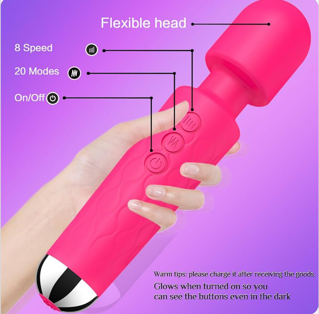 Sex toy, Vibrator Wand,Adult Sex Toy Wand, G Spot Dildo, Clit Vibrator, Sex Vibrators,Clitoris Stimulation,with 8 Speeds & 20 Patterns,Fully Waterproof,Vibrating Wand for her Pleasure (Rose Red)