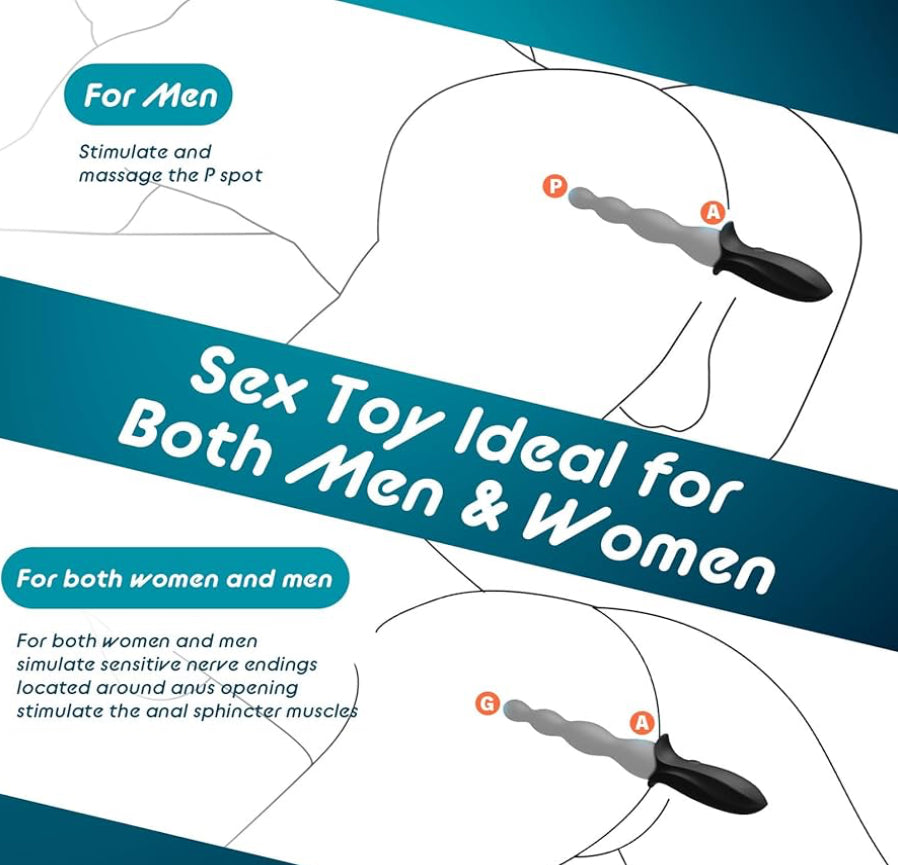 Vibrating Anal Beads Beginner-Friendly Butt Plug, Adult Sex Toy for Men Women Couples, Flexible Silicone Prostate Massger Anal Vibrator with 2 Motors 10 Vibrations, Anal Plug Anal Toy Anal Sex Toys