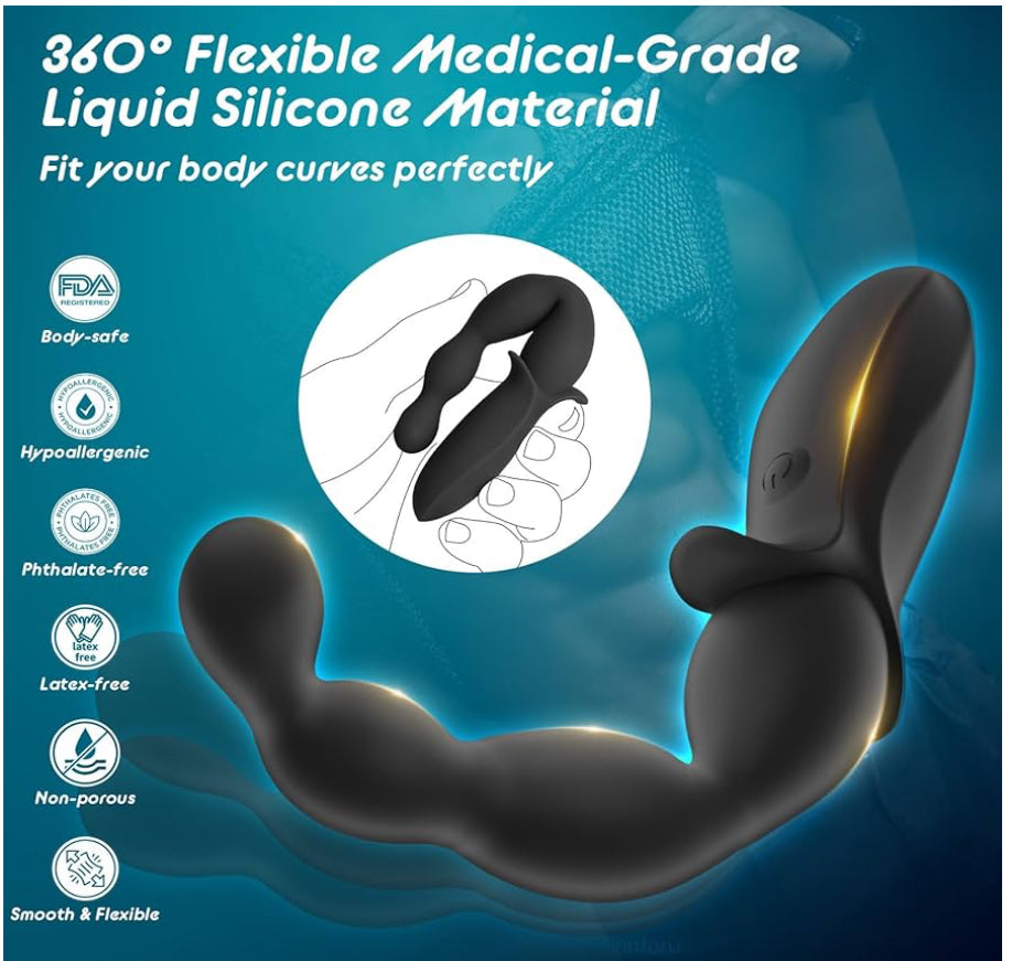 Vibrating Anal Beads Beginner-Friendly Butt Plug, Adult Sex Toy for Men Women Couples, Flexible Silicone Prostate Massger Anal Vibrator with 2 Motors 10 Vibrations, Anal Plug Anal Toy Anal Sex Toys