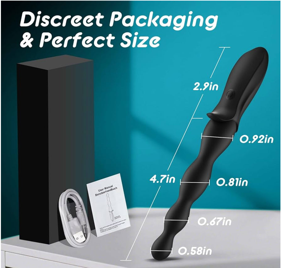 Vibrating Anal Beads Beginner-Friendly Butt Plug, Adult Sex Toy for Men Women Couples, Flexible Silicone Prostate Massger Anal Vibrator with 2 Motors 10 Vibrations, Anal Plug Anal Toy Anal Sex Toys