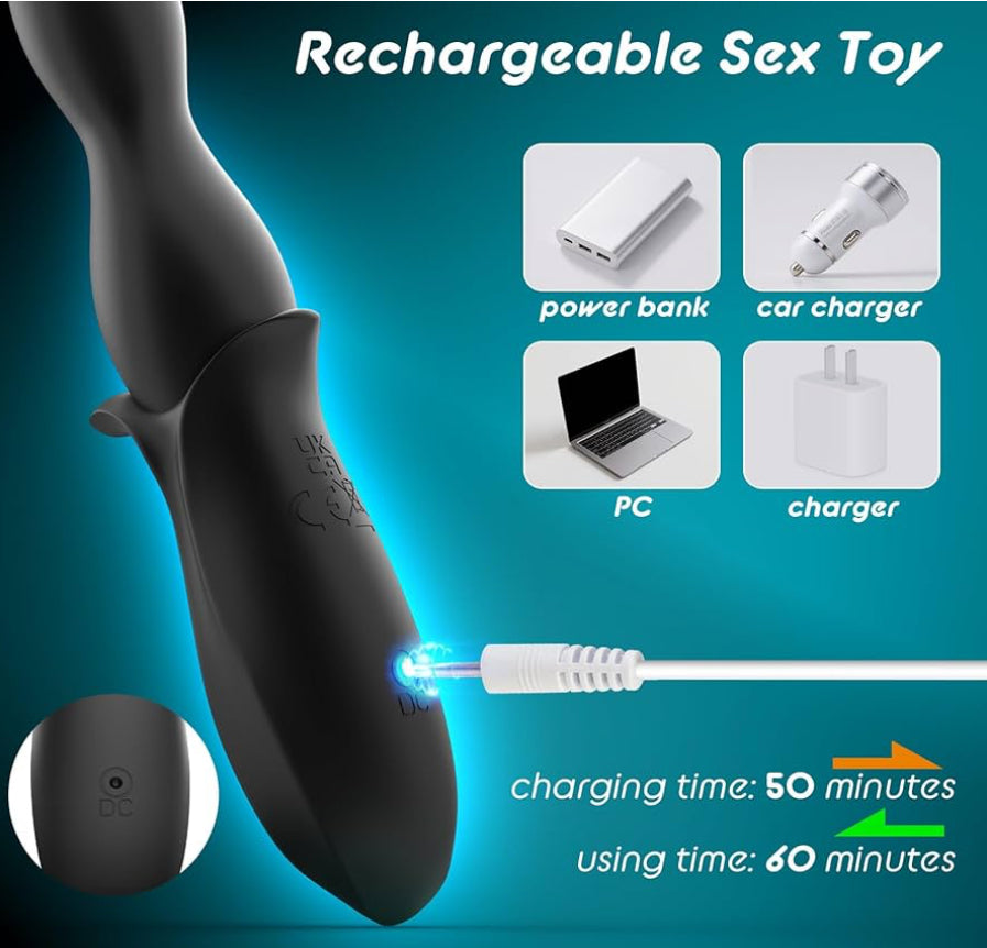Vibrating Anal Beads Beginner-Friendly Butt Plug, Adult Sex Toy for Men Women Couples, Flexible Silicone Prostate Massger Anal Vibrator with 2 Motors 10 Vibrations, Anal Plug Anal Toy Anal Sex Toys